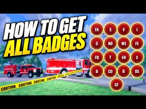HOW TO GET ALL BADGES in FIREFIGHTING SIM Roblox